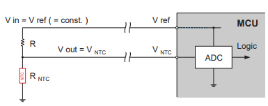 Temperature detection circuit that uses a thermistor