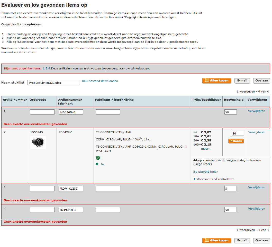 Parts List Bom Upload Farnell